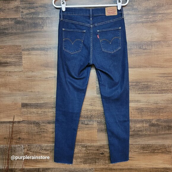 Levi's Jeans 28 Super Skinny 310 Shaping Mid Rise Raw Hem Dark Wash Western - Picture 2 of 13